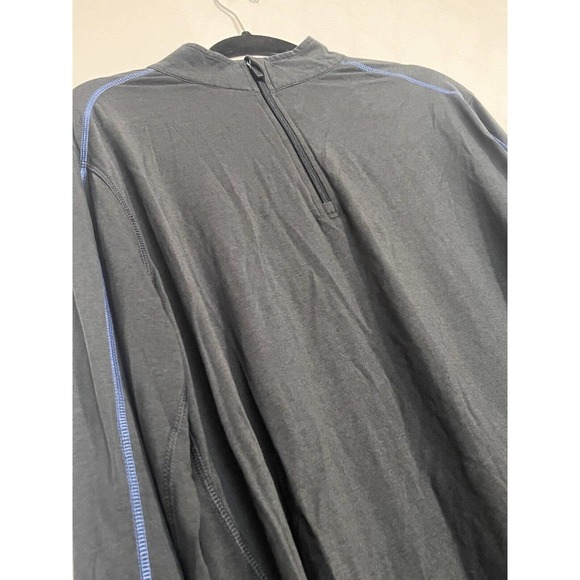 tasc 1/4 Zip Pullover Mens Medium Black Blue Bamboo Long Sleeve Shirt - Picture 8 of 8